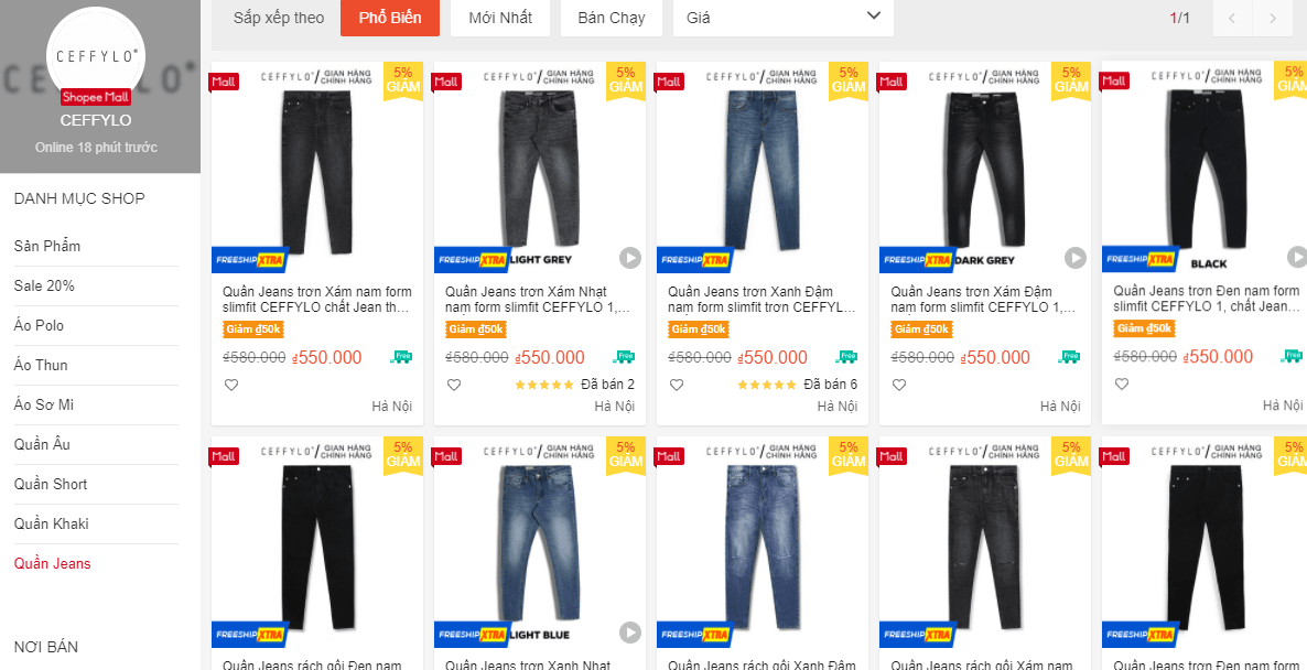 Shop bán quần jean nam CEFFYLO chất lượng giá rẻ