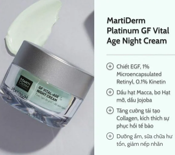 Kem dưỡng MartiDerm Platinum GF Vital Age Night Cream cho da khô